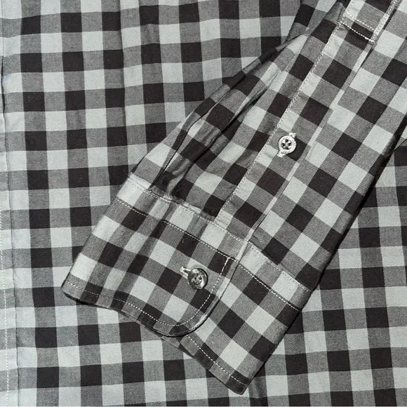 Lacoste Shirt Mens 46 Gray Check Modern Fit Long Sleeve Button Down Gray Black - Picture 7 of 9